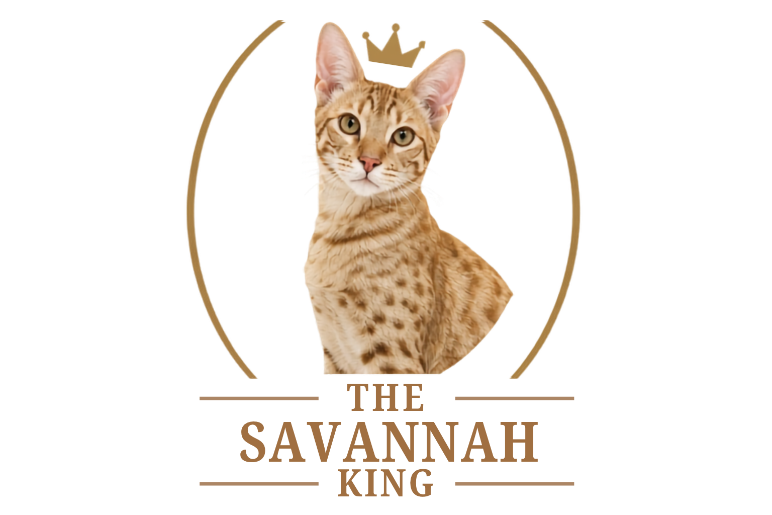 The Savannah King logo — a Savannah cat crowned in gold